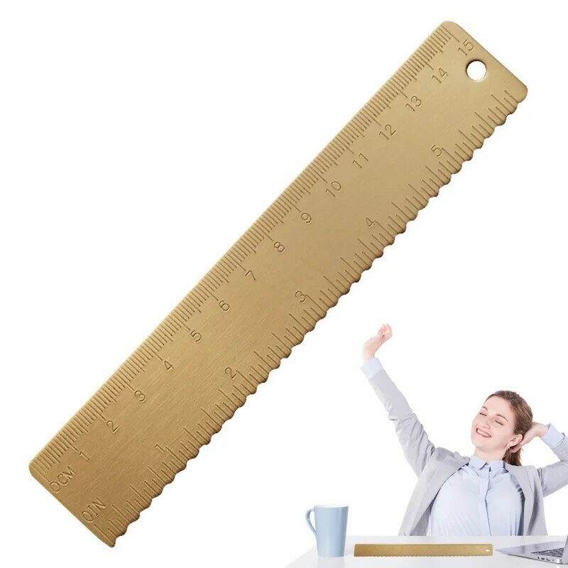 Math Ruler 15cm Thickness Copper Ruler Small Bookmark Ruler Thickness Copper Ruler Gold Brass Measuring Tool With Straight And