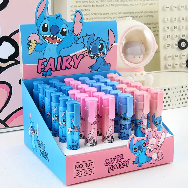 Hot 1/4Pcs Disney Stitch Creative  Lipstick Modeling Eraser Student Supplies Stationery for Kids Gifts School Supplies Wholesale