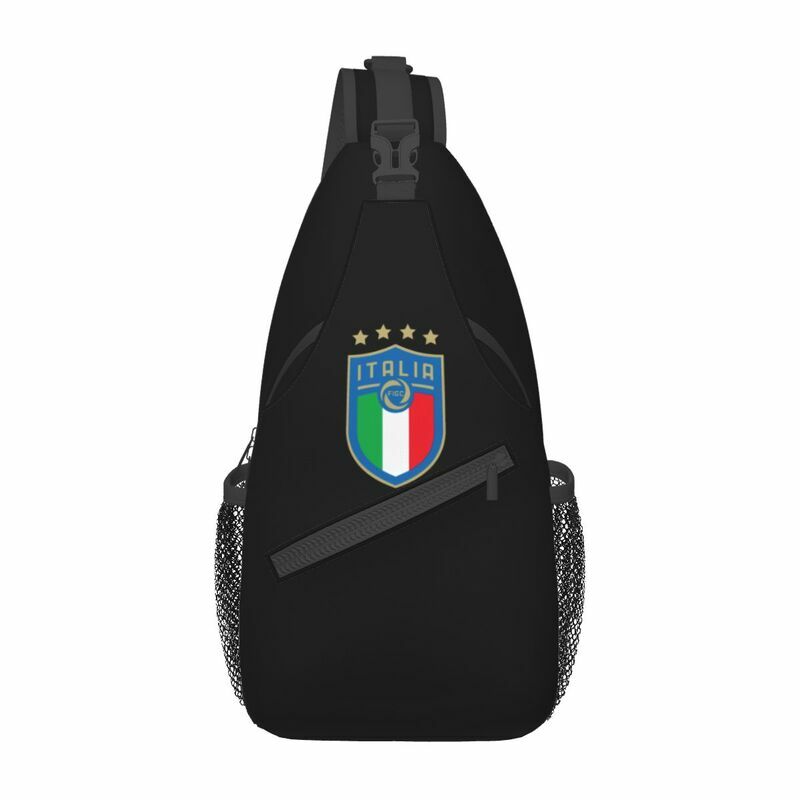 男性用クロスボディチェストバッグ、クールなイタリアのサッカーギフト、旅行、サイクリングスリング、フィギュア用ショルダーバックパック