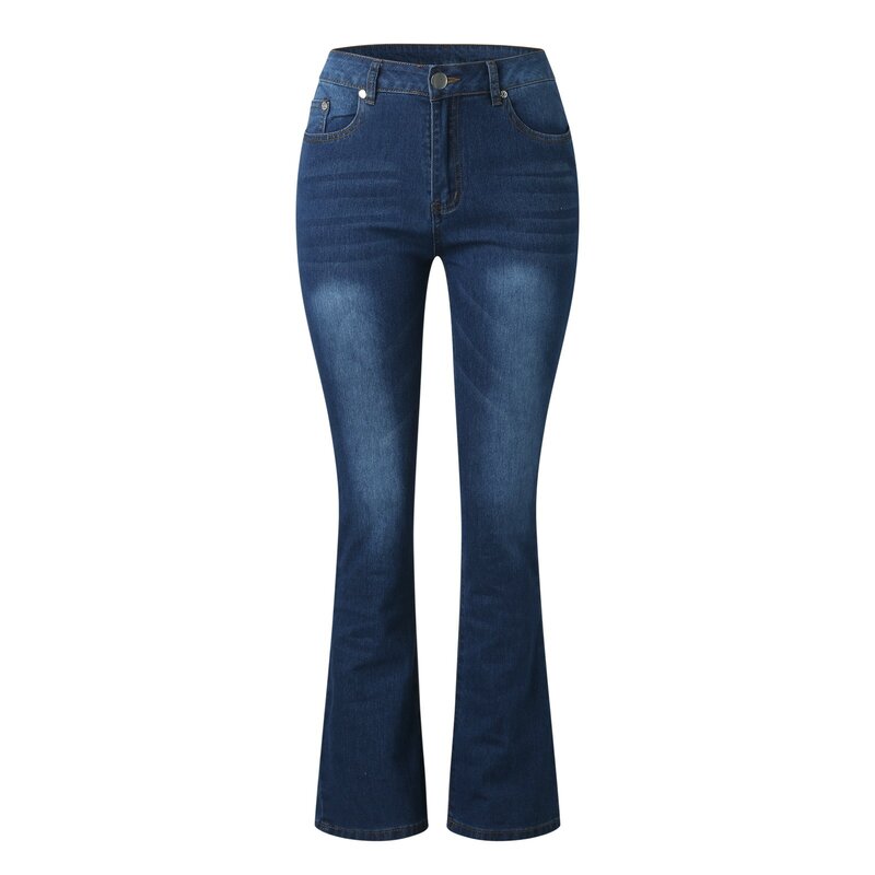 Spring And Autumn Women's Denim Pants New High-Waisted Slimming Fit Micro-Flared Jeans Trousers Female Trend Long Pants