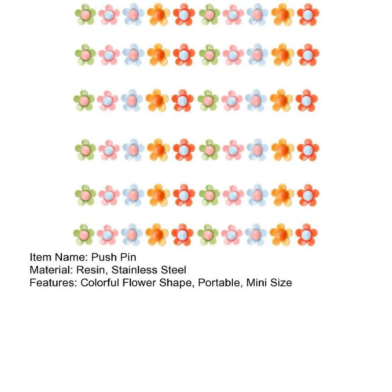 다채로운 꽃 푸시 핀, 귀여운 코르크 게시판, 꽃 모양 엄지 압정, 화이트보드 벽 지도 사진 장식, 60 개