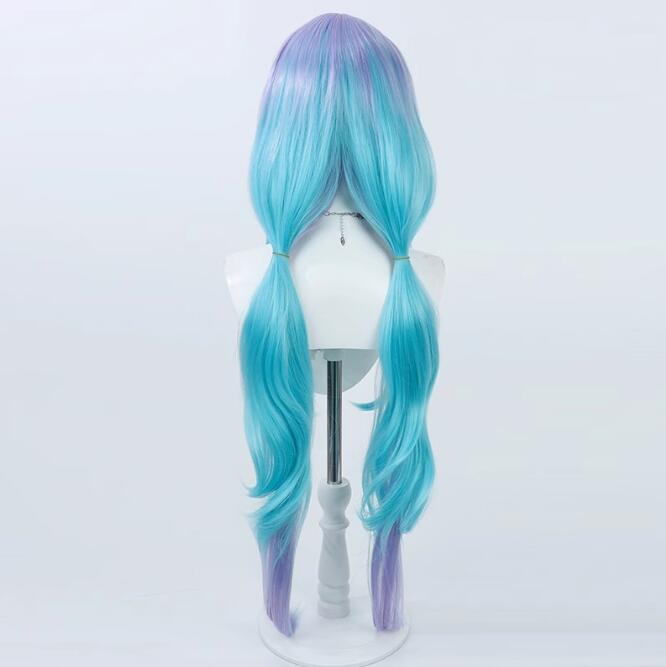 Hamel peruca de fibra sintética, azul e roxo, longo cabelo encaracolado, Game Path to Nowhere Cosplay