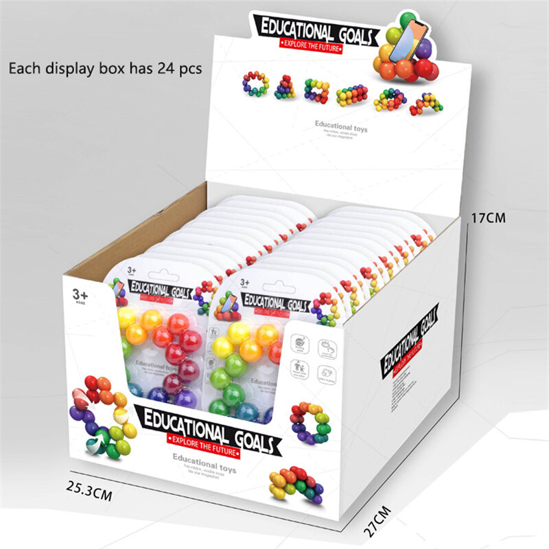 레인보우 컬러 회전 교육용 퍼즐 공, 스트레스 해소 지능형 장난감, 다양한 모양, 2cm