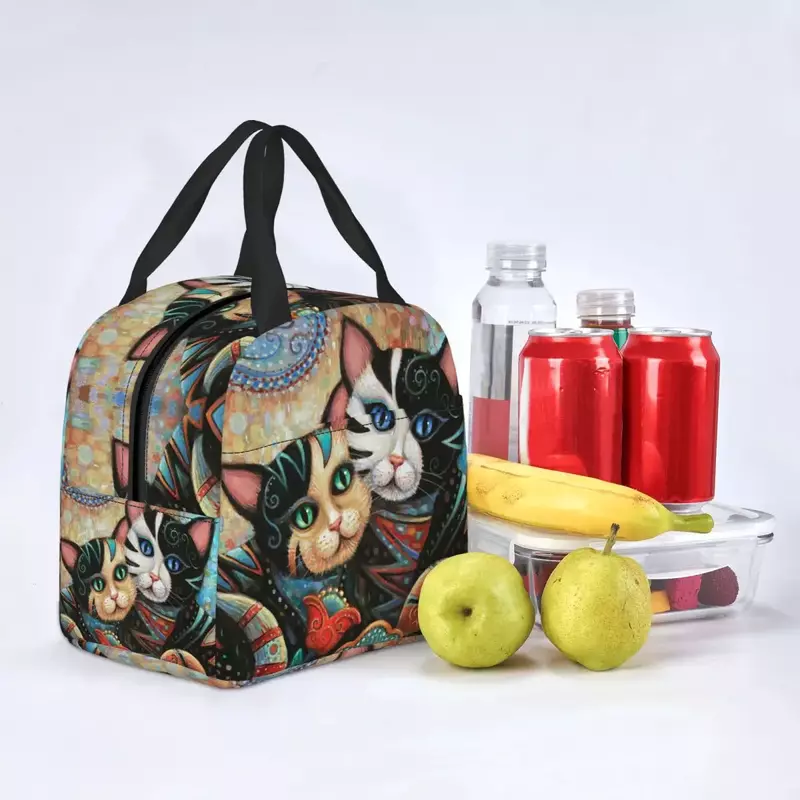 Gustav Klimt Katze Wärme kühler isoliert Lunch Bag Frauen wieder verwendbare Lunchbox für Outdoor-Picknick Multifunktions-Food-Tragetaschen