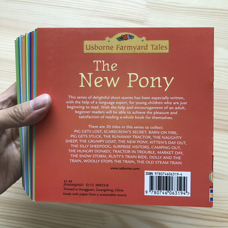 Libros de imágenes de Usborne para niños, cuentos famosos en inglés, libro Educativo Infantil, juego de 20 libros, 15x15cm