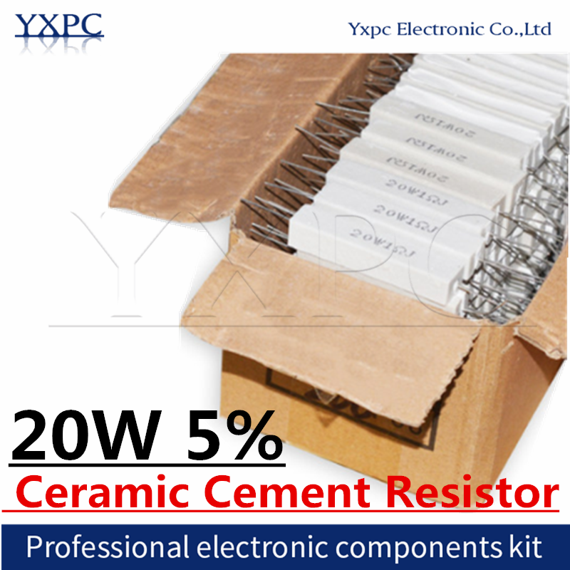 10pcs 20W 5% Cemento Resistore di Potenza Resistenza 0.1 ~ 10K 0.1R 0.5R 10R 50R 0.22 0.33 0.5 1 2 5 8 10 20 30 50 100 1K 3.3K 4.7K ohm