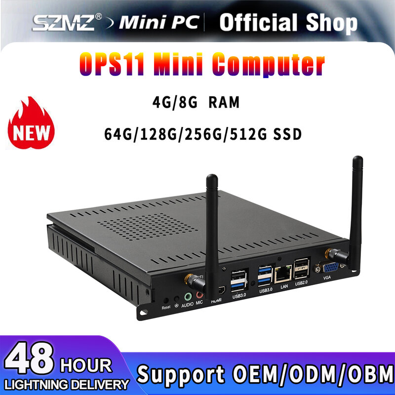 SZMZ-Mini PC de jeu OPS avec processeur Core i3, i5, i7, DDR3, 4 Go, 8 Go, 64 Go, 128 Go, 256 Go, 512 Go, SSD, ordinateur portable Windows 10, Linux