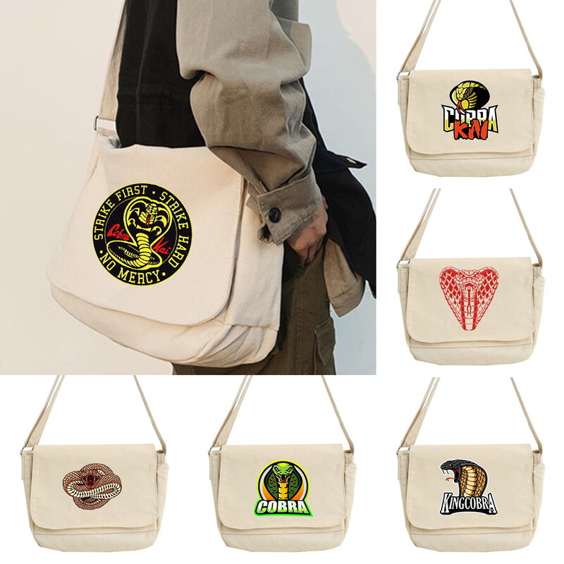 Sac messager japonais multifonction pour hommes, sac à outils Harajuku Style collège, sac Portable à une épaule motif Cobra