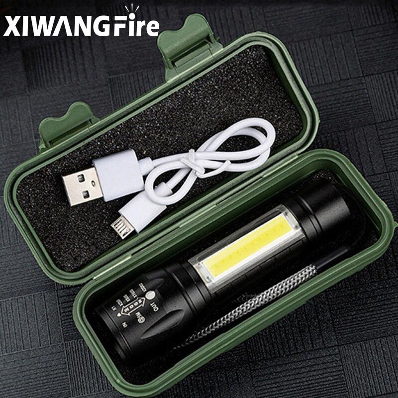 ไฟฉาย LED ซูมแบบพกพาชาร์จไฟได้ XP-G Q5ไฟฉายแสงแฟลชขนาดเล็กโคมไฟตั้งแคมป์3โหมด