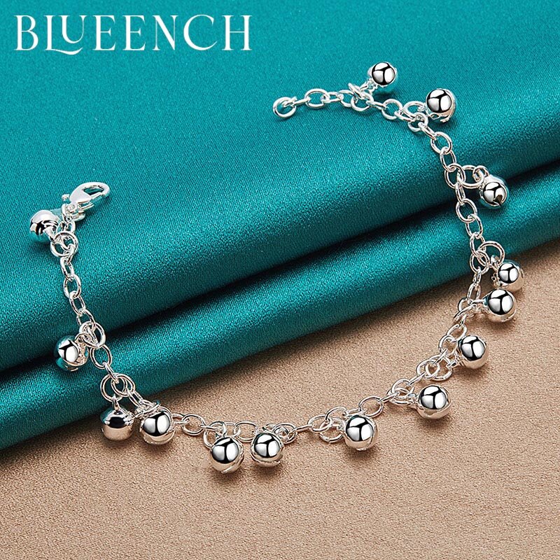 Blueench-925 Sterling Silver Bell Fringe Bracelet para Mulheres, Jóias para Encontro, Festa, Fashion