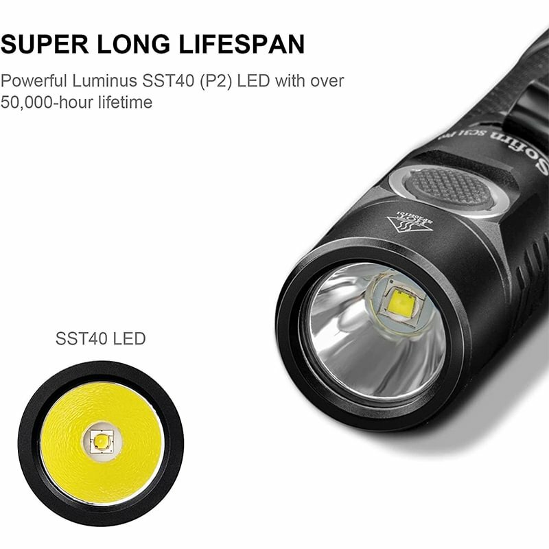 Sofirn SC31 Pro Powerful 2000LM 18650 Flashlight SST40 5V/2A Portable Rechargeable LED Lantern USB C Torch Anduril 2.0