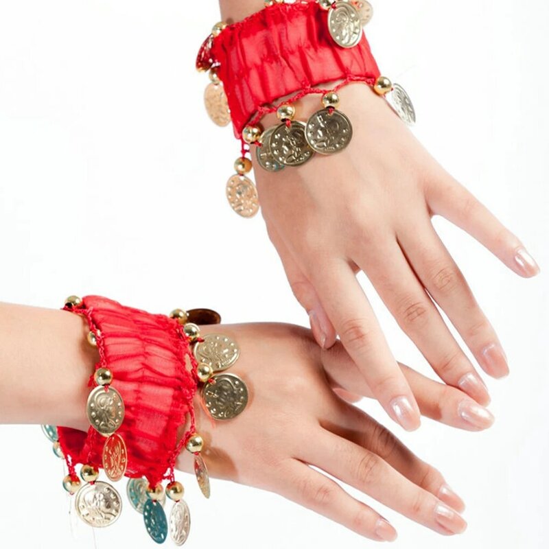 2x Bracelet Golden Coin For Women Exquisite And Delicate Ethnic Stage Performance Unique Decoration