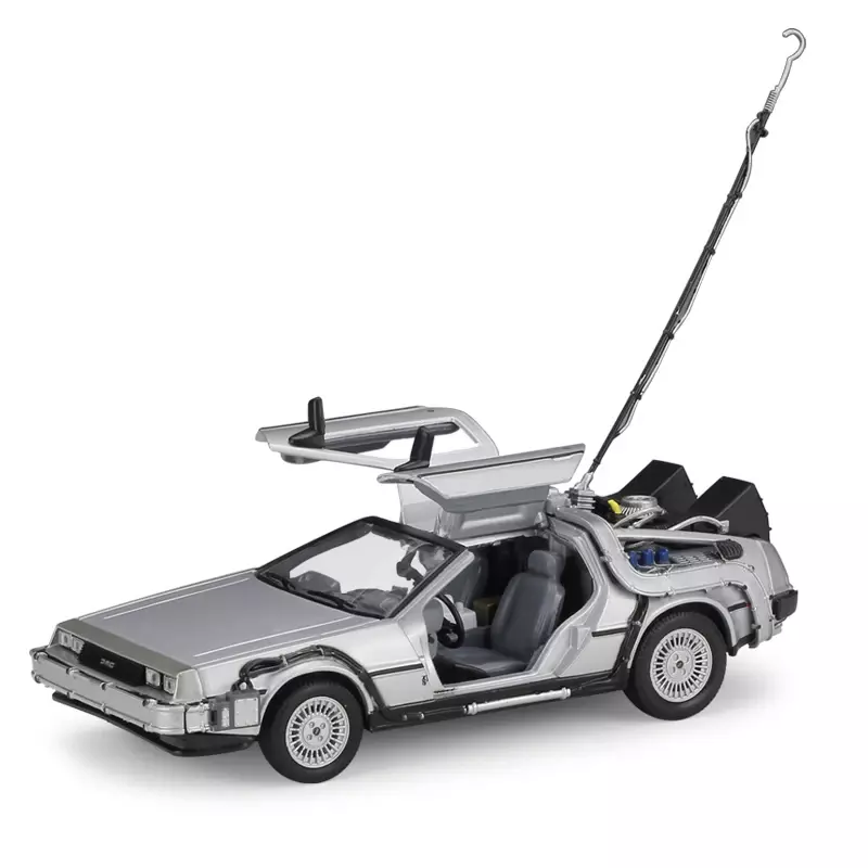 WELLY 1:24 Diecast Alloy Model Car DMC-12 delorean back to the future Time Machine Metal Toy Car For Kid Toy Gift Collection