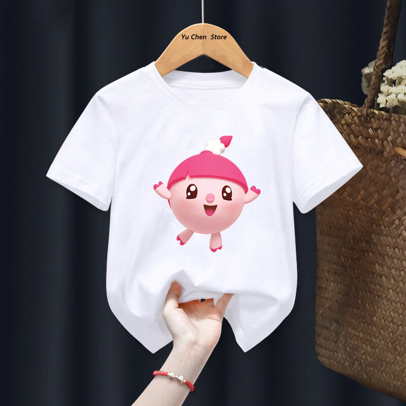 Camiseta Kawaii BabyRiki bebê, roupa de desenho, manga curta, prenda para menino e menina, camiseta infantil, verão