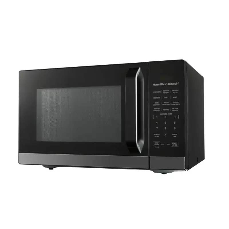 HAOYUNMA 1.4 Cu.ft. Oven Microwave, baja tahan karat hitam, dengan peralatan dapur Sensor