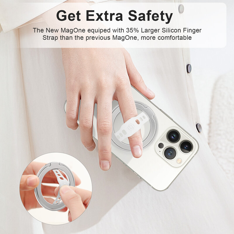 EWA Magnetische Telefon Griff und Stehen mit Silikon Finger Strap für Magsafe Ring Halter Nur für iPhone 13 12 Pro/Pro Max/Mini