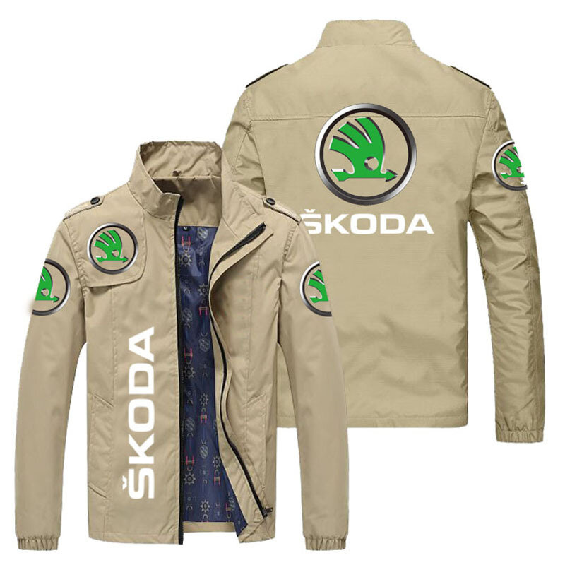 Куртка мужская демисезонная на молнии с принтом логотипа машины Skoda