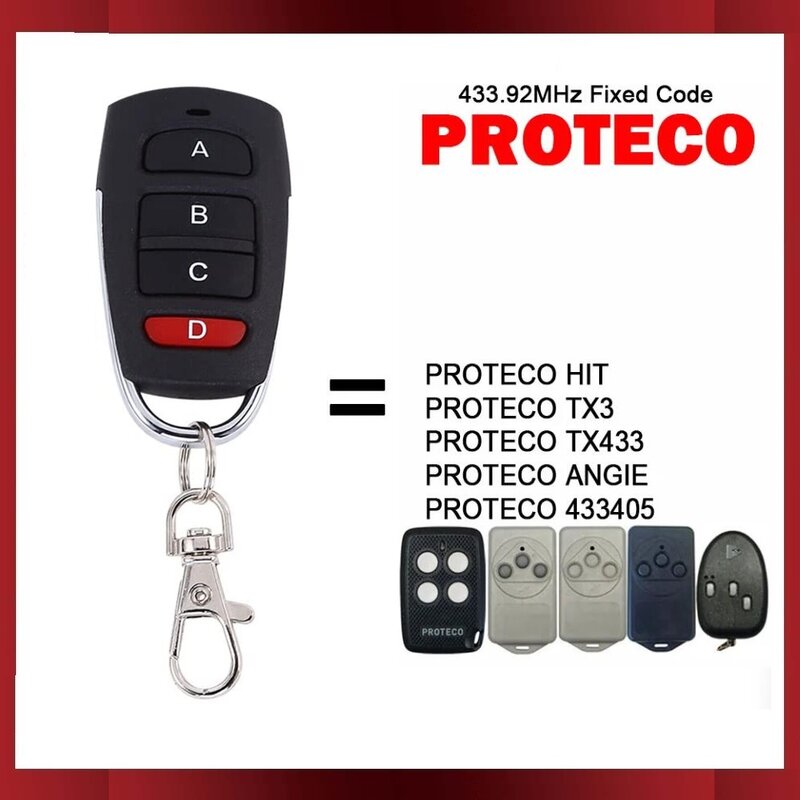 PROTECO HIT TX3 TX433 ANGIE 433405 telecomando per porta del Garage 433MHz codice fisso protettore telecomando trasmettitore apricancello