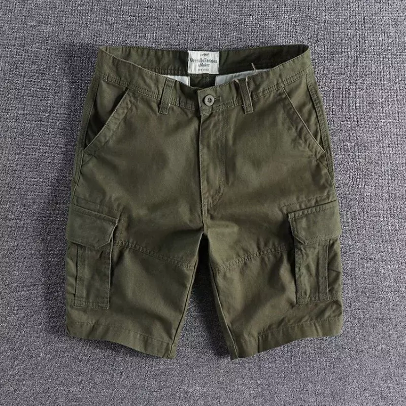 Short Pants for Men with Zipper Button Solid Mens Cargo Shorts Japanese Street Style Casual Designer Clothes Comfortable Y2k