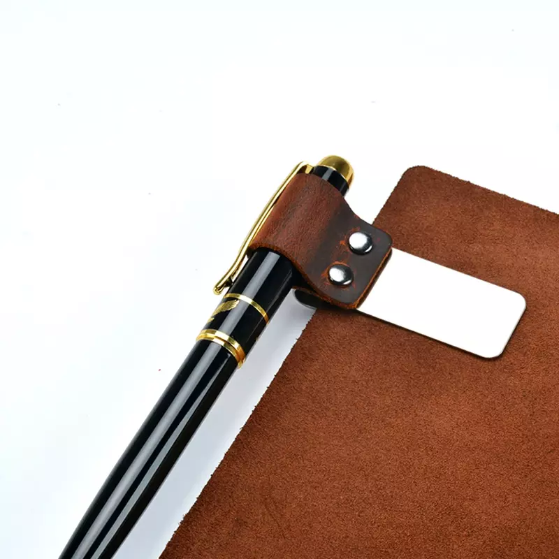 Moterm-Porte-stylo en métal et cuir véritable, pince à crayons en laiton et en acier inoxydable, pour carnet, journal intime