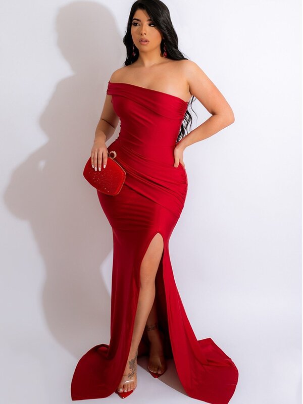 2023 jesienne sukienki dla kobiet bez opaska na ramię piersi dzielona suknia wieczorowa Vestidos De Mujer casualowa elegancka suknia w stylu Maxi damska