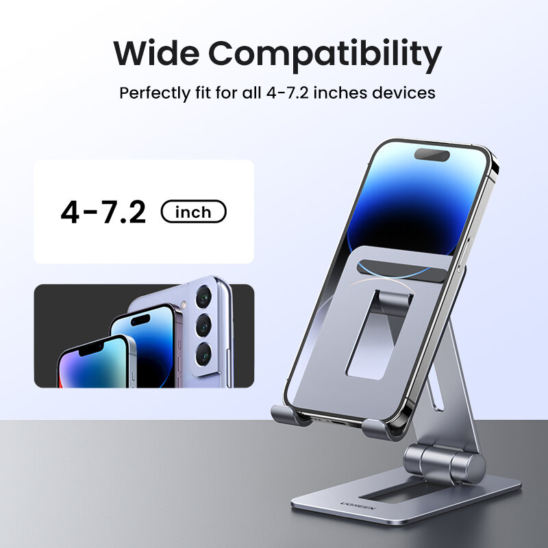 Ugreen penyangga ponsel aluminium, dudukan ponsel aluminium untuk iPhone14 13 12 Xiaomi Samsung Huawei portabel