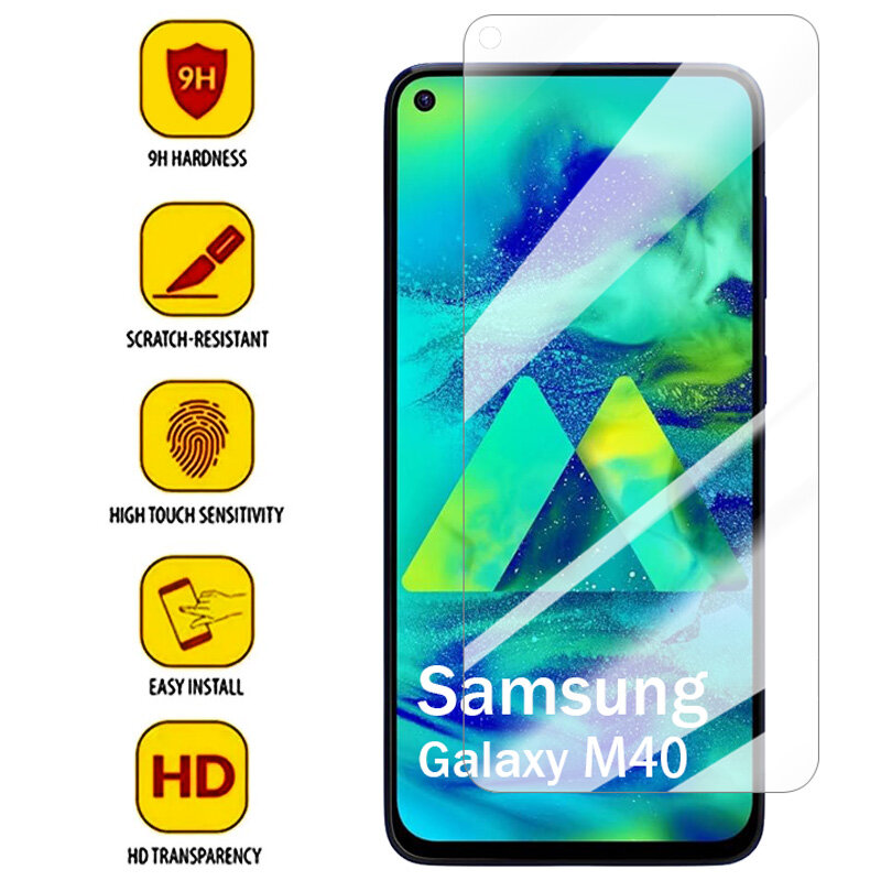 Pelindung layar kaca Tempered, pelindung layar ponsel untuk Samsung Galaxy M40, kaca Tempered, lapisan penuh HD 9H untuk Samsung Galaxy M40