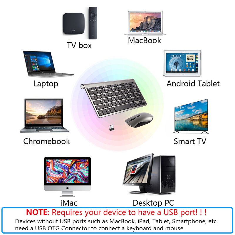 2.4G 무선 키보드 및 마우스, 러시아어 한국어 히브리어 USB 휴대용 미니 키보드 마우스 세트, PC 노트북용