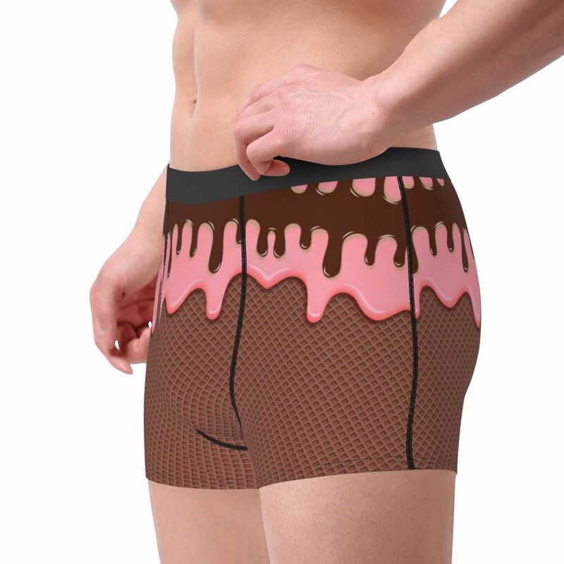 Nutty Chocolate Ice Cream Waffle Men's Boxer Briefs, Highly Breathable Underpants,Top Quality 3D Print Shorts Gift Idea