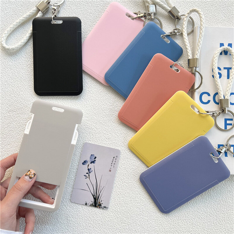 Women Men Badge Child Bus Card Cover Case Card Holder Bags Business Credit Card Holders Bank ID Holders with Keyring 1pcs