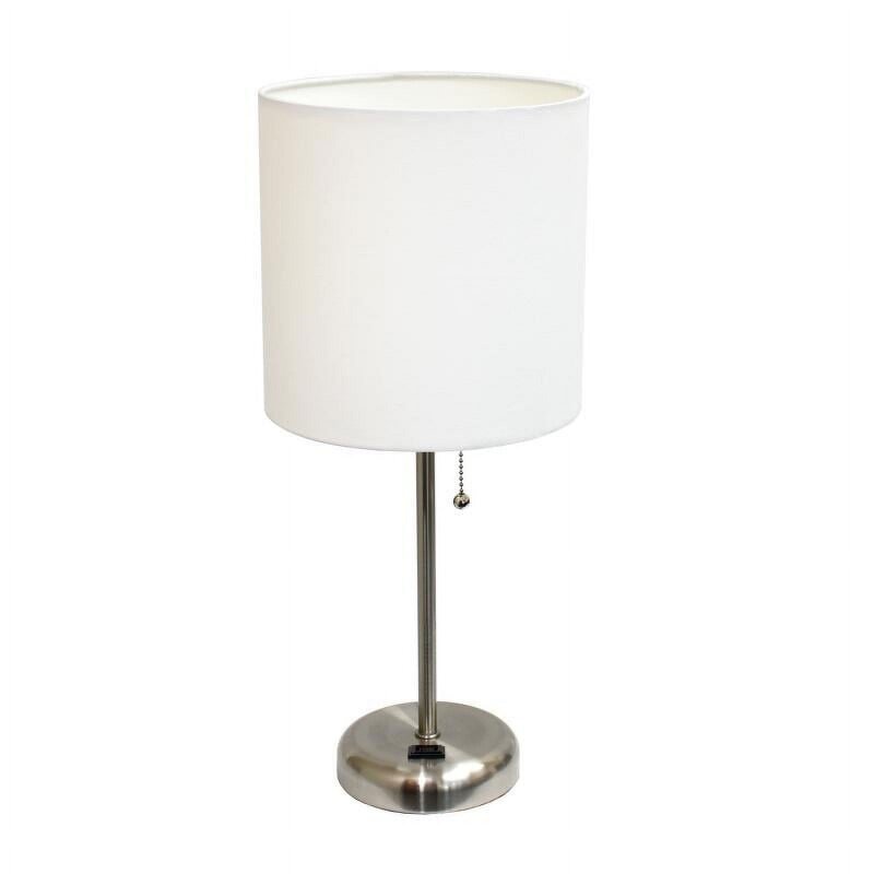 Limelights-Lámpara de palo con salida de carga y pantalla de tela, color blanco