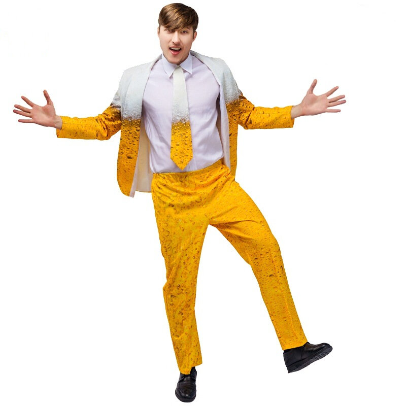 Мужской костюм на Октоберфест, костюм для косплея баварского пива, костюм для взрослых, одежда для ролевых игр, желтое пиво, фантазийные костюмы