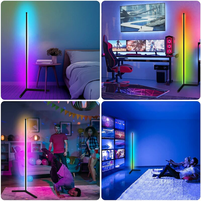 Lâmpada de assoalho regulável RGB para sala de estar, LED Mood Light para quarto, decoração nórdica, suporte de iluminação interior, Smart App, 140cm