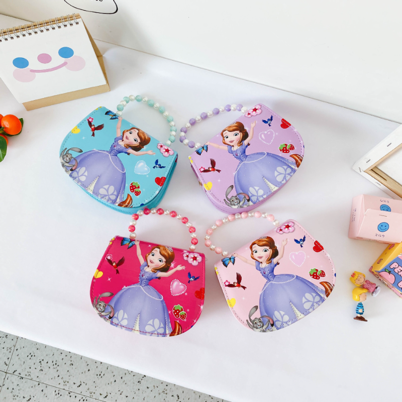 Disney 2023 New Frozen 2 Elsa Anna Princess Toy Shoulder Bag Girls Princess Sofia Baby Tote Bag Kids Fashion Messenger Bag