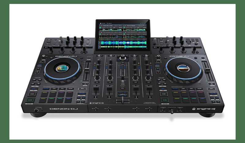 Denon Prime4 + Sistema de control de DJ independiente, unidad USB, sistema de DJ integrado, pantalla táctil de 10,1 pulgadas de alta definición