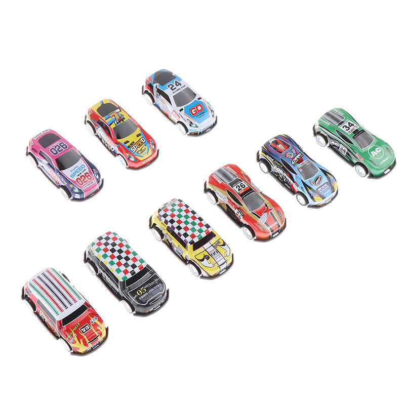 10PCS Children Mini Iron Sheet Car Set Alloy Racing Cars Model Props Rebound Metal Cars Toys For Kids Boys Birthday Gift