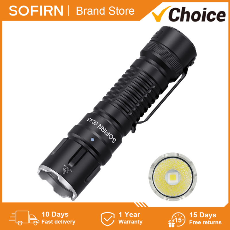 Sofirn SC33 XHP70.3 HI Tactical 5200lm LED torcia potente 21700 Type-C torcia stroboscopica per autodifesa con interruttore elettronico di coda