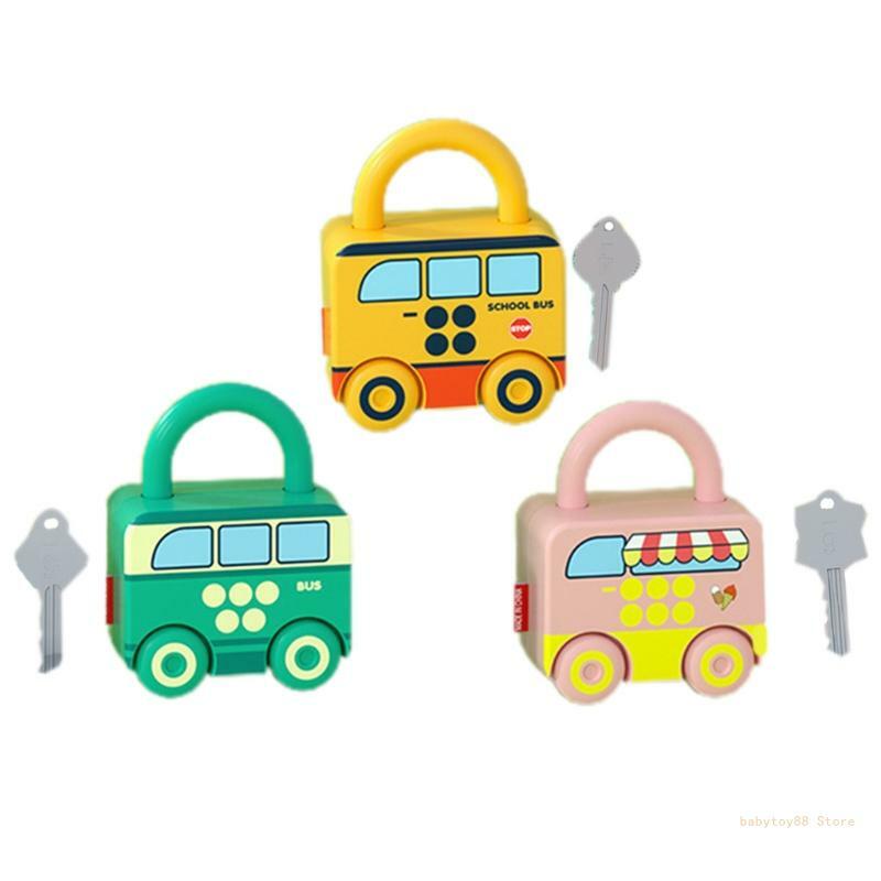 Y4UD Brinquedos pré-escolares para crianças que aprendem fechaduras com chaves Brinquedo educacional correspondente