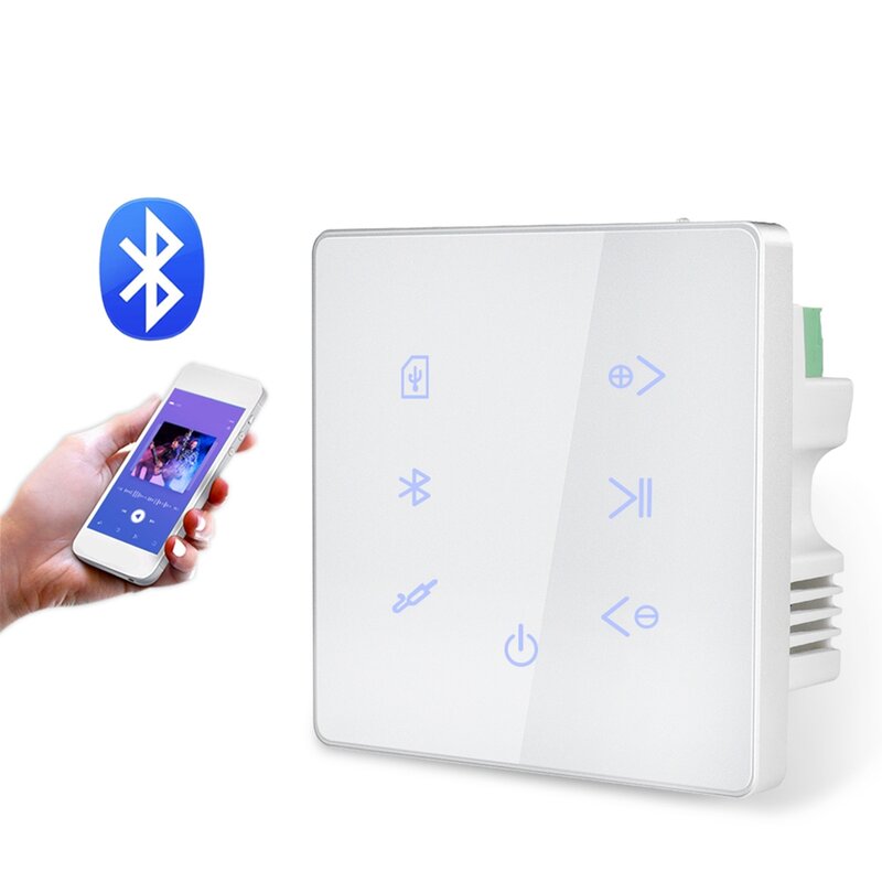 Bluetooth усилитель в стене USB SD карта музыкальная панель для умного дома фоновая аудиосистема стерео для отеля ресторана (белый)