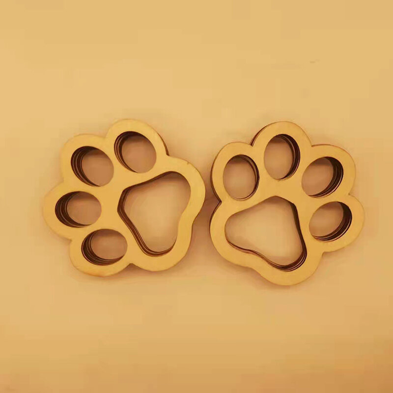 5Pcs New Hollow Dog Paw Dog Bone Shape Unfinished Wooden Crafts Scrapbook DIY Painting Gift Tags Home Decoration Party Supplies