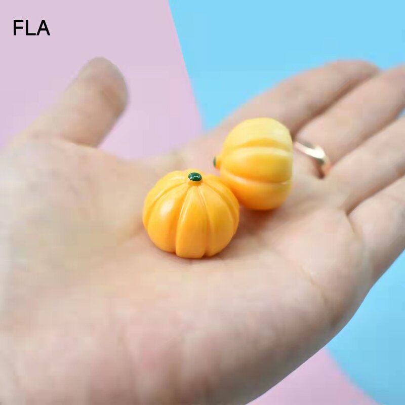4 sztuk imitacja zabawki symulacja dekoracja żywiczna 3D dekoracje z dyni Kawaii pomarańczowy Miniatur Decor zabawki dla dzieci