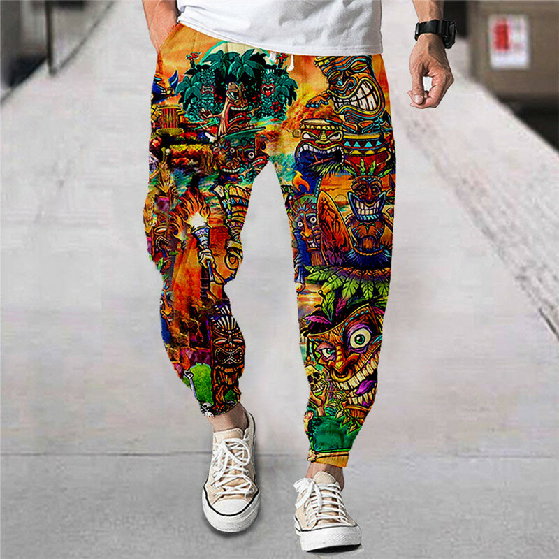 กางเกงรัดรูปแฟชั่นพิมพ์ลาย3D กางเกงสำหรับผู้ชายกางเกงลำลองสำหรับวันหยุดฤดูร้อนใหม่เทรนด์สตรีท
