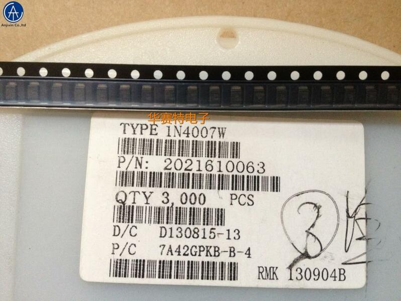 100 pces 100% original novo diodo retificador smd 1n4007w silkscreen: pacote a7 1206 sod-123 1a 1000v