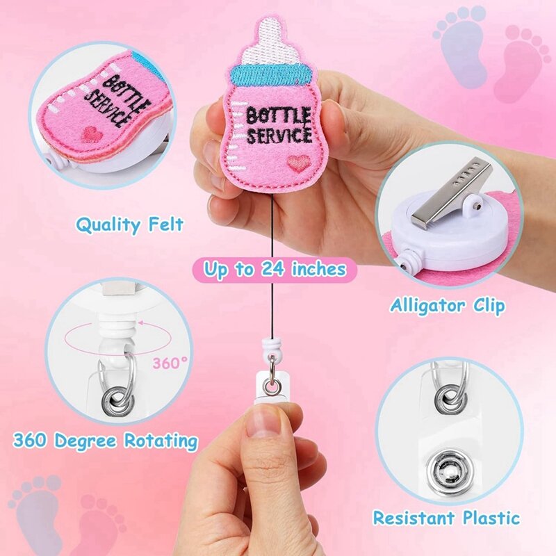 6 Pcs Labor And Delivery Nurse Felt Badge Reels NICU Nurse Retractable Cute Badge Holder With Alligator Clip Easy To Use