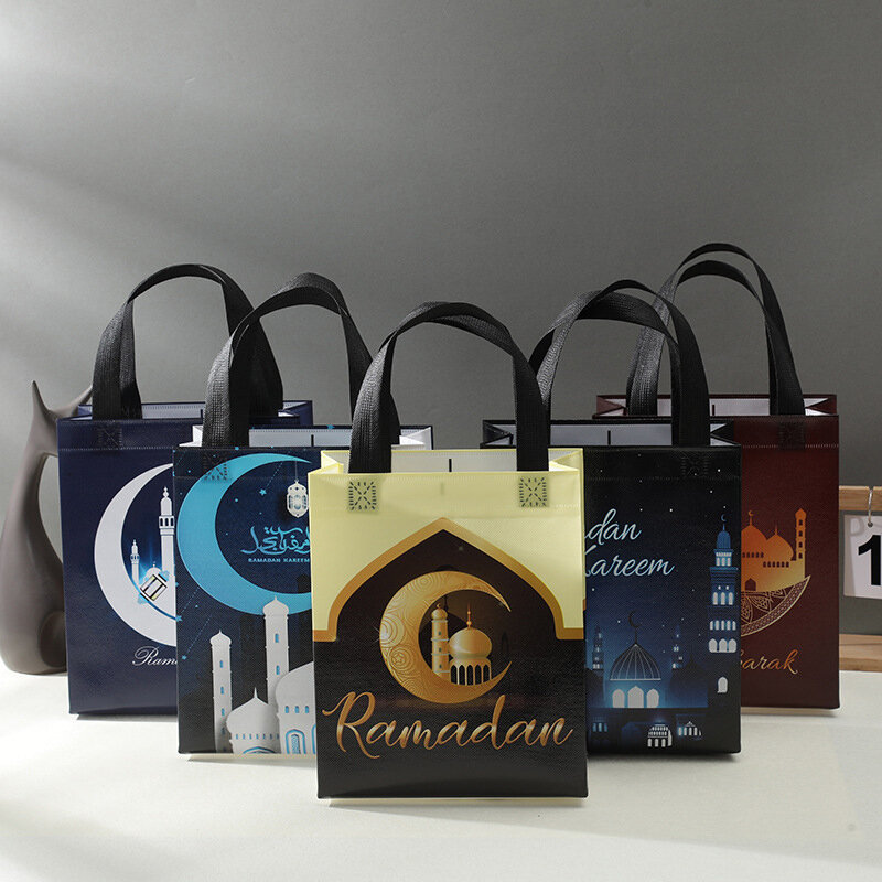 부직포 사탕 쿠키 스낵 포장 가방 상자, 선물 가방, 이드 무바라크 축제 파티 용품