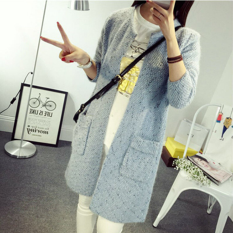 Fashion Spring Autumn Winter Cardigan Women Long Sleeve Knitted Cardigans Coat Loose Open Stitch Sweaters Outwear  One Size