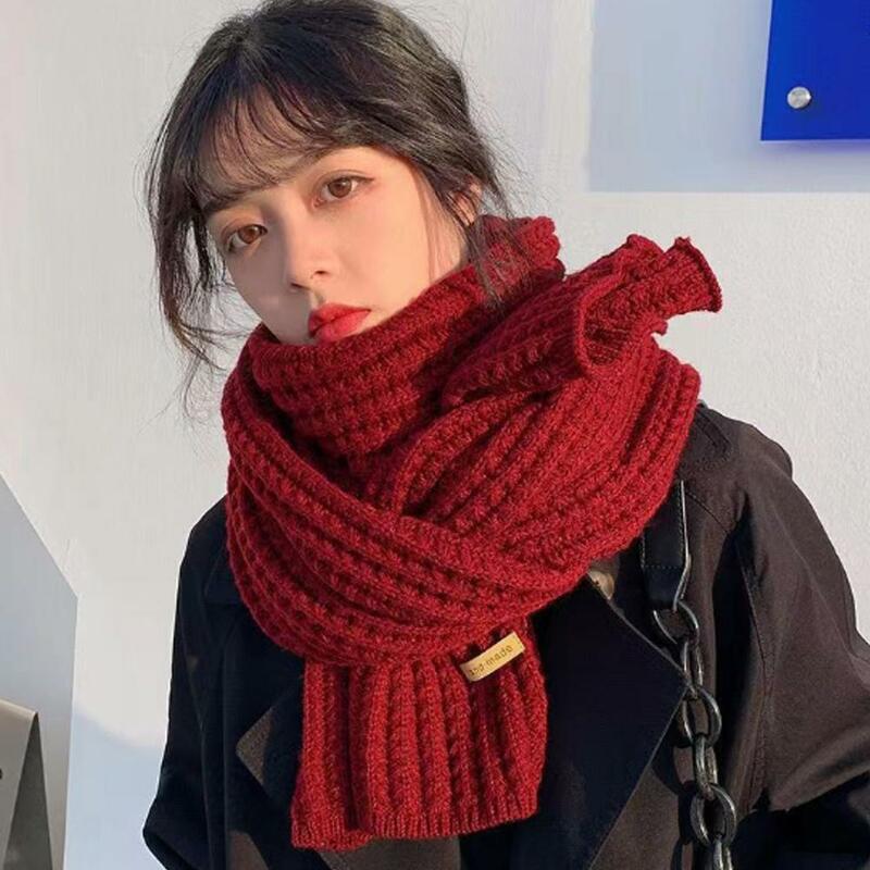 Зимний женский длинный утепленный шарф, корейский Повседневный уличный теплый мужской черный шарф, рождественские подарки