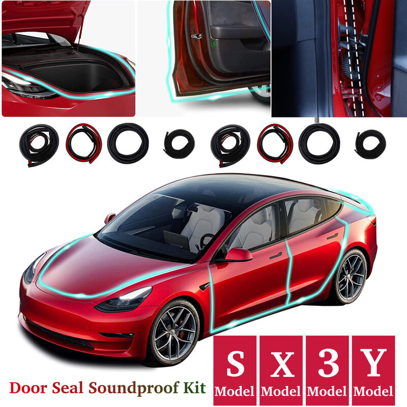 10pcs Door Seal Soundproof Kit for Tesla Model 3 Y S X  Rubber Weather Draft Seal Strip Wind Noise Kit Front Trunk Cover Strip