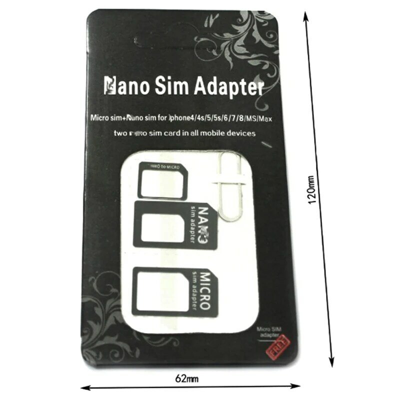 10pc 4 in1 Nano SIM Card Adapter Kit Micro SIM Standard SIM Card Converter con ago per Huawei per Samsung USB Wireless Router