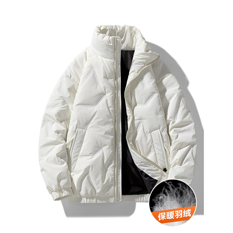 Jaket musim dingin pria, mantel hangat hangat kerah berdiri tampan ukuran Plus 140kg 8xl musim dingin